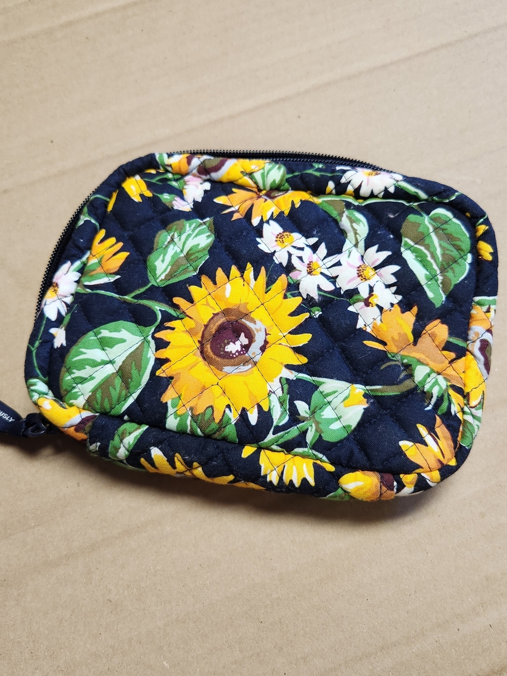 Vera Bradley Sunflower Quilted Pouch - Black, Yellow & Green